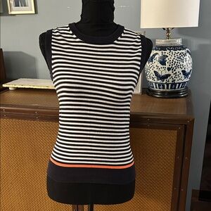 Navy Striped Sleeveless Tank Top